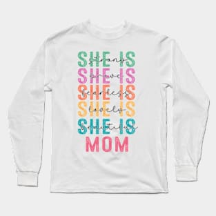 She Is MOM Retro Mother Day Long Sleeve T-Shirt